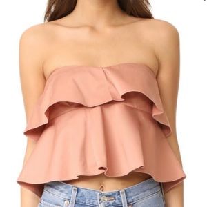 Rebecca Taylor ruffle strapless top.